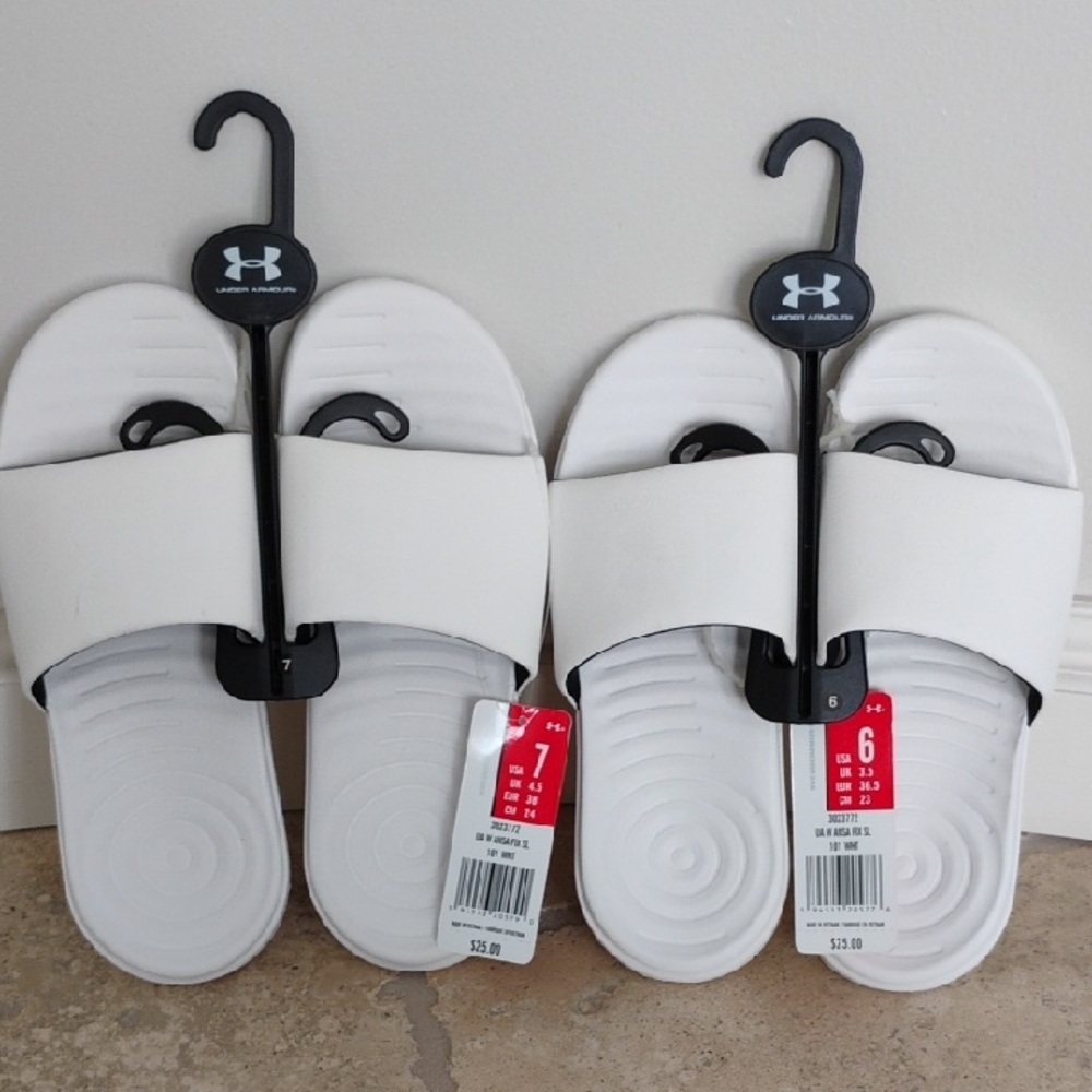 Under Armour White Slides